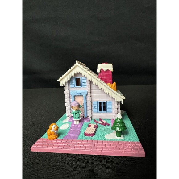 VINTAGE 1993 BLUEBIRD POLLY POCKET SKI LODGE PLAYSET POLLYVILLE 11202 COMPLETE